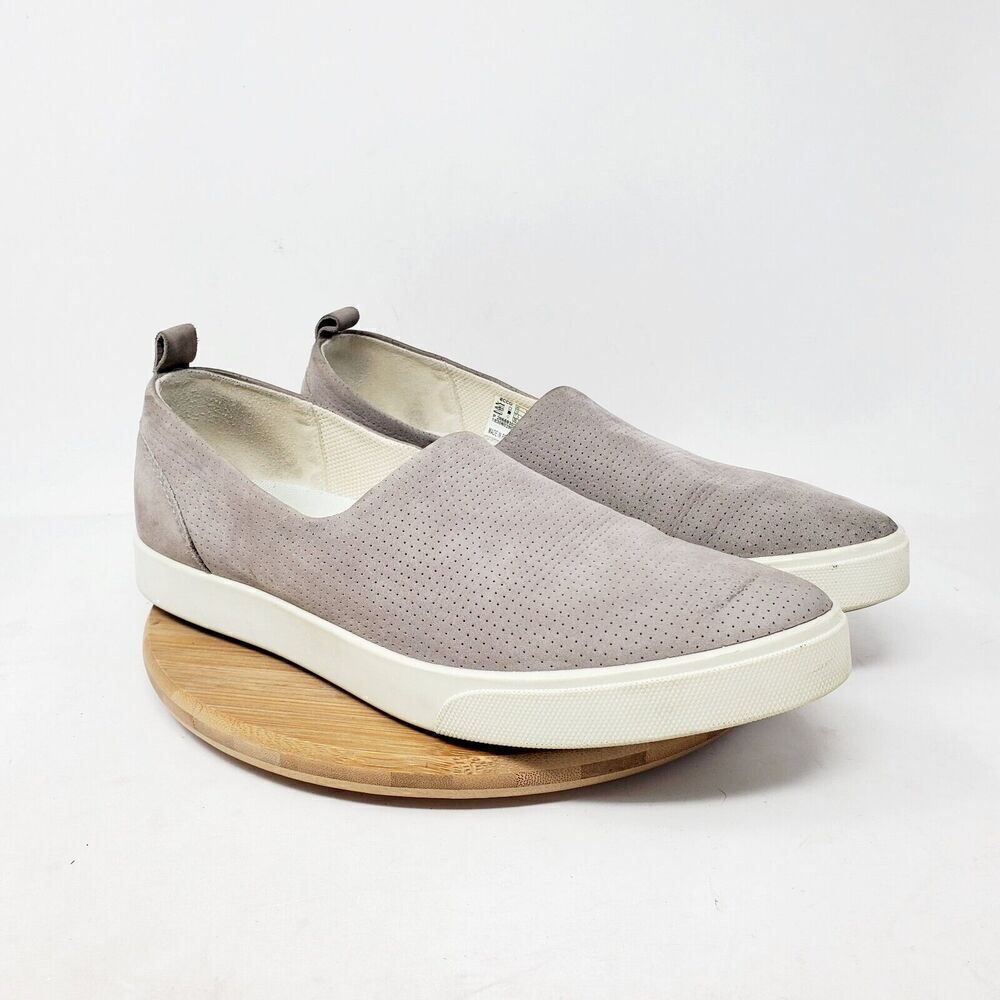ECCO Gillian Shoes Womens 41 Grey Nubuck Slip On Sneaker Comfort Pointed Toe